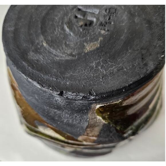 Raku Hand Thrown Coiled Pottery Vase signed JH  5"  1996 Western Style SEE - Picture 10 of 10